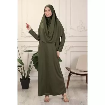 Цельное, простое в использовании молитвенное платье цвета хаки с платком