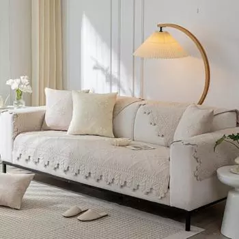 Цельнохлопковая диванная подушка Four Seasons, универсальная простая кремовая ткань, нескользящая современная подушка, хлопковый кожаный чехол 70*70cm