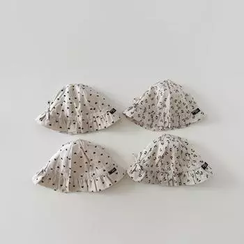 Цельнокроеная шляпа от солнца для маленьких девочек, эстетичная шляпа с сердечком и бантом, рыбная мужская шляпа для путешествий, весна-лето, мягкая шляпа-ведро Head circumference46-49cm