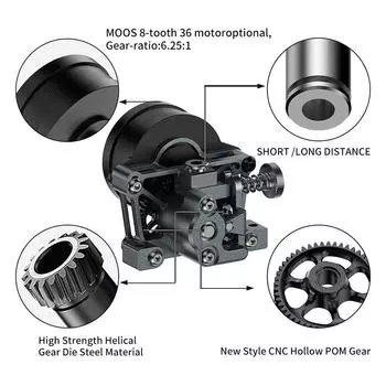 Цельнометаллический мини-экструдер с ЧПУ, легкий вес, устойчивый к высоким температурам, с винтовой передачей without 36 Moons Motor чёрный