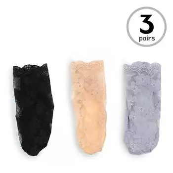 Цельные кружевные нескользящие носки с подкладкой и цветочным узором, 3 цвета, YR13 23cm - 25cm