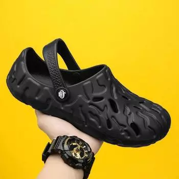 Цельные летние мужские сандалии. Дышащая пляжная обувь. Удобная садовая обувь. Легкие шлепанцы. Нескользящие тапочки. Размер 49. 40