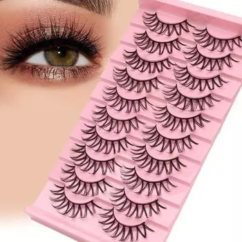 Цельные накладные ресницы 10 пар Ресницы Little Devil от природы густые и завитые