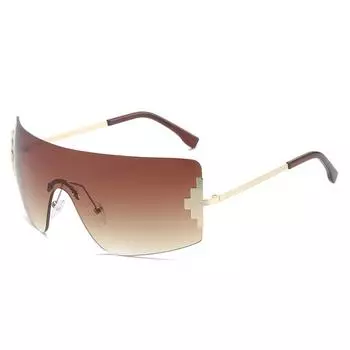 Цельные солнцезащитные очки без оправы, персонализированные очки в стиле хип-хоп Y2K с большой оправой для женщин Regular