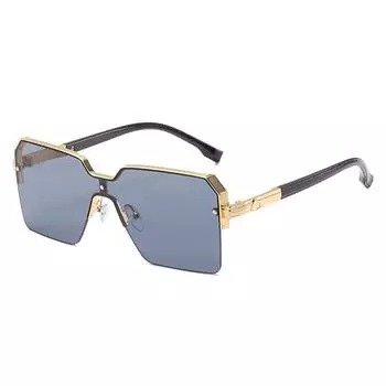 Цельные солнцезащитные очки, квадратные модные и металлические очки, для уличной стрельбы, интегрированные солнцезащитные очки с большой оправой. regular