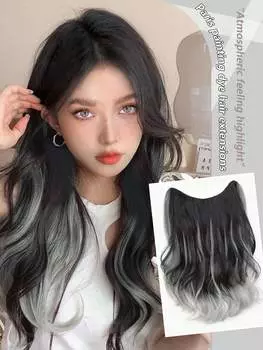 Цельные U-образные накладные волосы, длинные волнистые вьющиеся волосы, синтетические накладные волосы с бликами, термостойкие 18inch