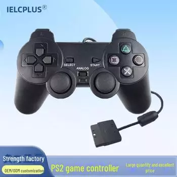 Цельный беспроводной контроллер PS2 с вибрацией 2.4G и кнопками-снежинками PS2 wired чёрный