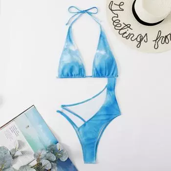 Цельный боди, женский купальник, купальник с лямкой на шнуровке, монокини, сексуальные бразильские пляжные купальные костюмы S