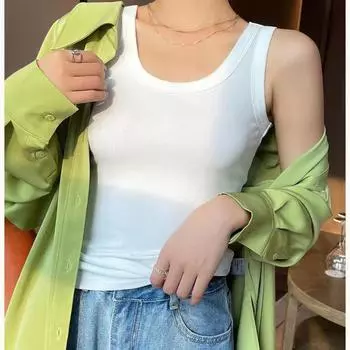 Цельный бюстгальтер, сексуальный жилет без рукавов, женская верхняя одежда, нижнее белье, летний пикантный женский короткий и уникальный топ с круглым вырезом Pure Desire one size белый