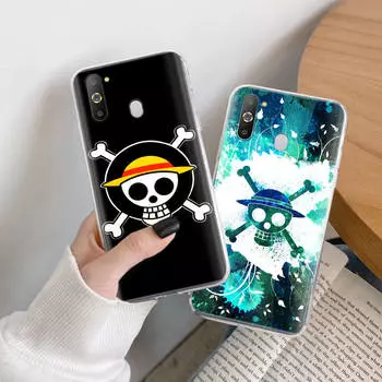 Цельный чехол из соломенной шляпы с изображением пиратского флага из ТПУ для iPhone XR 7 8 14 15 11 12 13 X XS Pro Max Xiaomi Redmi 13C Note 9 Samsung A22 S23 S24 Ultra Plus VIVO Redmi Note 10 5G аэро