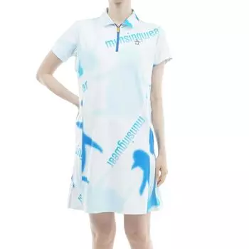 Цельный гольф с градиентным принтом пингвина, застежкой-молнией на половину длины, солнцезащитный, впитывающий пот, быстросохнущий, MEWXJJ01 WH00 [Munsingwear] [ENVOY] женский (белый)