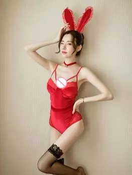 Цельный комбинезон Velvet Bunny Girl для ролевых игр с глубоким V-образным вырезом и бретельками, эротическое нижнее белье, униформа, костюмы, комплект для вечеринки на Хэллоуин XXS