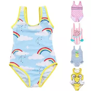 Цельный купальник без рукавов с принтом для девочек XXL арбуз красный