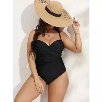 Цельный купальник большого размера, женский бикини со стальным кронштейном, жесткая сумка, тонкий купальник с пуш-ап на плечах 0XL