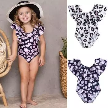 Цельный купальник для маленьких девочек, бикини с открытой спиной и цветком, пляжный праздничный купальный костюм для детей 1, 2, 3, 4, 5 лет, купальники