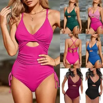 Цельный купальник, однотонный сексуальный сексуальный купальник в европейском и американском стиле с открытой спиной S