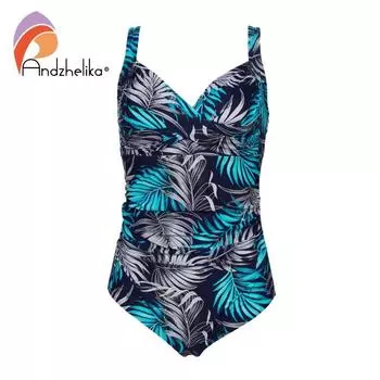 Цельный купальник с тропическими листьями и закруткой спереди, женский купальник больших размеров, сексуальное монокини 2021, летний пляжный купальный костюм