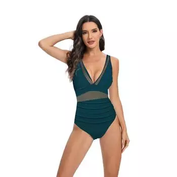 Цельный купальник, сексуальный многоцветный сетчатый прозрачный мясной купальник в европейском и американском стиле S