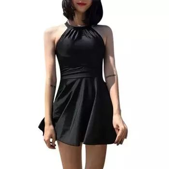 Цельный купальник типа юбки с антибликовым покрытием сзади, перекрестные бретели, большой размер, юбка с открытой спиной, весенний купальник на животе