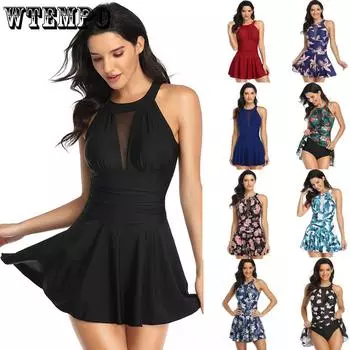 Цельный купальник, женский купальник большого размера, консервативный западный стиль, бикини, тонкий купальник с принтом S