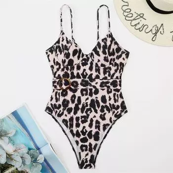 Цельный купальник женский леопардовый купальник пуш-ап Монокини с открытой спиной сексуальный женский купальный костюм пляжная одежда купальный костюм боди M