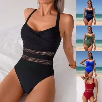 Цельный купальник женский удобный и красивый цельный сращивающийся быстросохнущий сексуальный модный крутой жизнерадостный бикини дышащий обтягивающий купальник с открытой спиной S бордовый