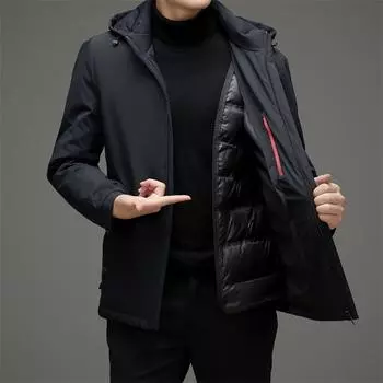 Цельный мужской пуховик из трех частей со съемным подкладом из утиного пуха, осенне-зимний новый пуховик, теплая куртка для активного отдыха M темно-синий