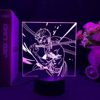 Цельный ночник, 3D лампа-иллюзия, Луффи Эйс, Санджи Зоро, Нами, аниме, светодиодная лампа, декор для спальни, прикроватная ночная лампа, детский подарок в стиле манга