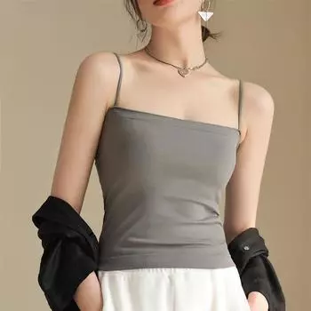 Цельный однотонный повседневный, удобный и дышащий жилет на бретельках с мягкими бретельками-спагетти M белый