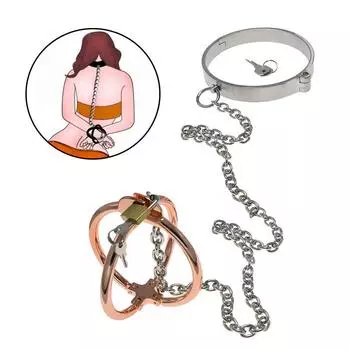 Цельный ошейник браслет интегрированное сексуальное ожерелье цепь крест кольцо SM взрослый продукт секс инструменты Women s(Zinc Alloy Collar