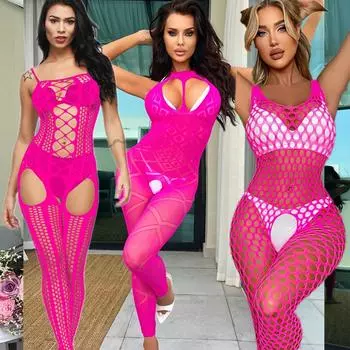 Цельный открытый бюстгальтер с вырезами, боди для секса, кружевное прозрачное нижнее белье, боди в сеточку, эротические костюмы Lenceria Mujer XXS