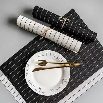 Цельный полосатый текстильный ПВХ термостойкий коврик в стиле вестерн для обеденных или журнальных столиков 30x45cm