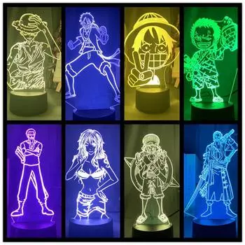 Цельный прикроватный светодиодный пульт дистанционного ночника Луффи Зоро аниме настольная USB лампа спальня декро подарок для детей touch control