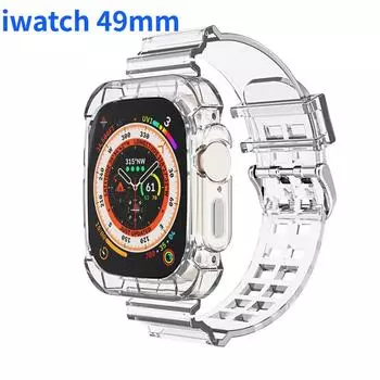 Цельный ремешок для часов, сменный ремешок, ремешок для часов, совместимый с iwatch 8-го поколения iwatch, 49 мм, прозрачный ремешок iWatch 49mm оранжевый