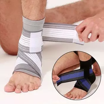 Цельный спортивный компрессионный рукав для лодыжки с регулируемыми ремнями. Нескользящая поддержка лодыжки. Удобная посадка. чёрный