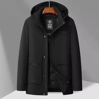 Цельный, трехкомпонентный, осенне-зимний, новый пуховик средней длины для мужчин, съемная подстежка, повседневная куртка-пуховик, защищающая от холода M синий