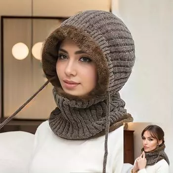 Цельный ветрозащитный шарф с капюшоном и флисовой подкладкой для защиты ушей и шеи — идеально подходит для езды на велосипеде и катания на лыжах на открытом воздухе One Size красный