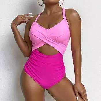 Цельный женский купальник, однотонный купальник на бретельках, сексуальное боди-монокини, купальный костюм, женская летняя пляжная одежда S чёрный