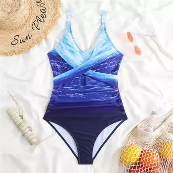 Цельный женский купальник, однотонный полосатый купальник с открытой спиной, сексуальный монокини с v-образным вырезом, купальный костюм, летняя пляжная одежда M