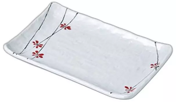 Celadon Flower Scattered Rectangular Plate x 13 x Setomonohonpo Pottery Plate Beach-Style 7.0cm [20.5 2.3cm]