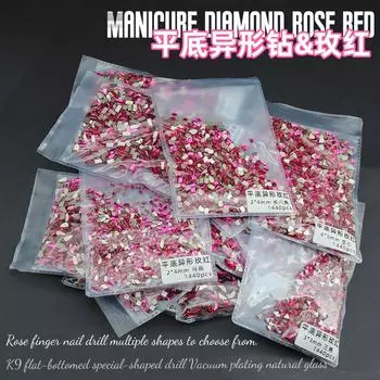 Целая упаковка из 1440 кристальных светло-розово-красных украшений с плоским дном в виде мини-капельки с бриллиантами особой формы для дизайна ногтей 1440 pcs