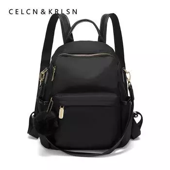 Celcn & Krlsn Schoolbag Backpack Female 2025 New Arrival Large Capacity Waterproof High School Student Travel Canvas Backpack Xuanying Black [Counter genuine goods] Gift Bag