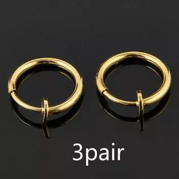 Celeb 3 пары Поддельные носовые губы кольца пружинные клипсы серьги-кольца унисекс пирсинг септум gold