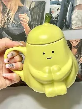 Целебные объятия Груша Милая керамическая чашка для воды Мультяшная крышка Чашка Отправить девушке Отправить паре кружка