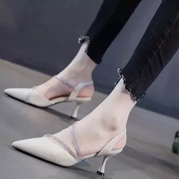Celebrity high heels women s thin heels pointed 2025 new spring and summer rhinestone versatile temperament elegant shallow mouth single shoes women 35