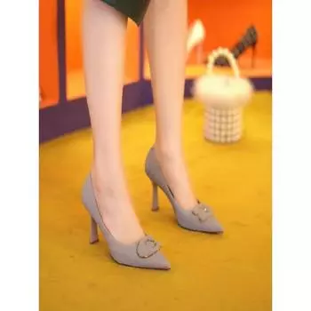 Celebrity temperament high heels women s 2024 spring and autumn new banquet shoes high sense pointed thin heel single shoes women s work shoes 35 чёрный