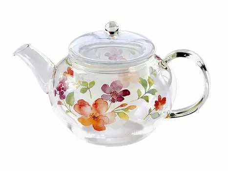 CELEC V Фильтр Стеклянный чайник для заваривания чая Стеклянный чайник с цветочным узором Стеклянный чайник для заваривания чая Стеклянный травяной чайник Прозрачный 3800047 Chamiel (ГВП-27А) Включено чистый