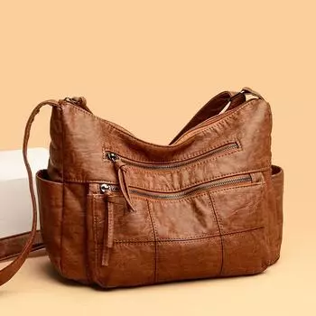 Celela Мягкие кожаные кошельки Сумки на плечо Многослойная классическая сумка через плечо Женские сумки Роскошная дизайнерская сумка красный