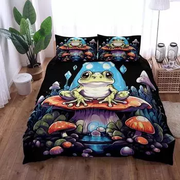 celestial mushroom Duvet Cover Set UK Single Double Queen US Twin Full King Size pkm Bed Linen Set 140x210cm