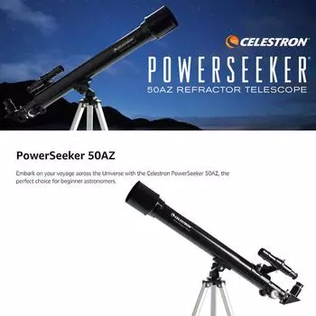 CELESTRON PowerSeeker 50AZ астрономический телескоп 50 мм апертура многослойное покрытие складной чёрный
